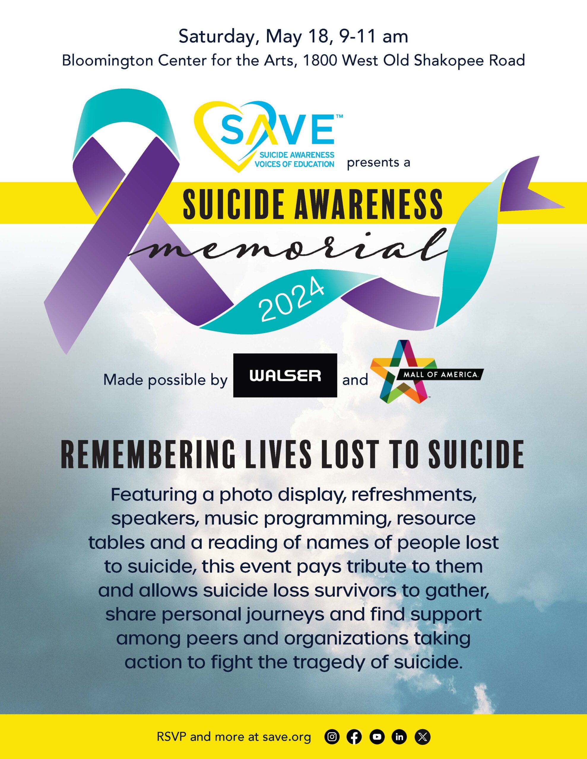 Save Org Memorial event unites community of suicide loss survivors in May